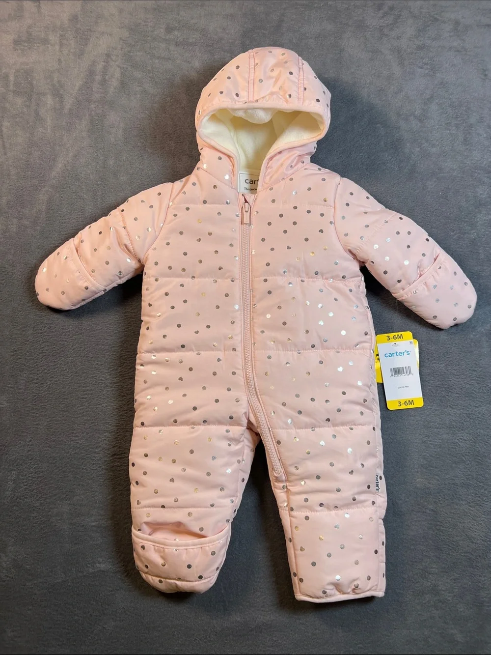 Carter's Light Pink Metallic Dot Infant Bunting with Hood